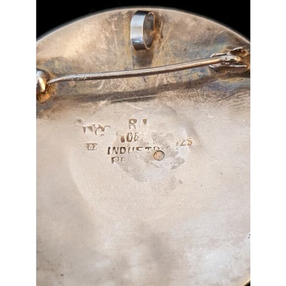 Vintage Peru 2" Round 925 Sterling 18K Gold Turquoise Inca Bird Brooch/Pendant - Picture 3 of 6